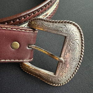 Men's Noona Brown Leather Belt with Silver Buckle